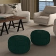 thumbnail image 2 of Renee Pouf Rond Transitionnel en Tissu de Velours Turquoise, 2 of 8