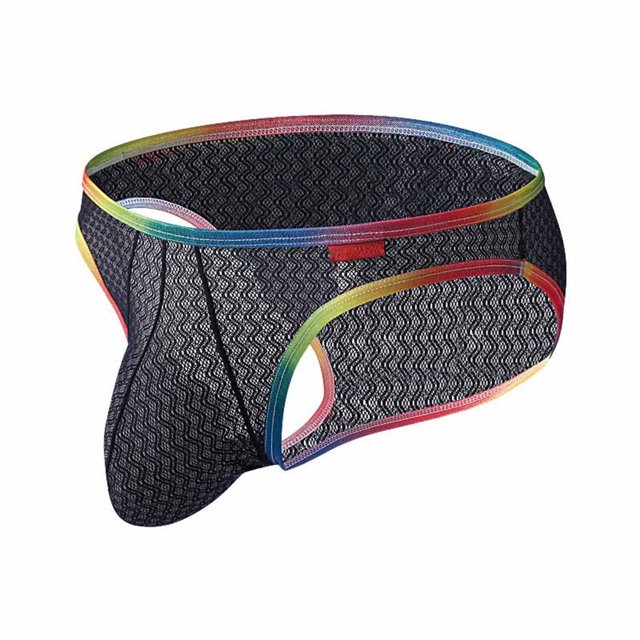 Men's Summer Mesh Triangle Pants for Daily and Leisure with Breathable Comfort Low Waist Solid Color Underpants in Mesh Design