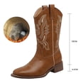 thumbnail image 4 of Womens Embroidered Cowboy Riding Boots Classic Leather Square Toe Wide Mid Calf Pull on Cowgirl Booties, 4 of 8