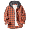 thumbnail image 1 of aohooy Plaid Jacket for Men - Stylish Casual Button Down Long Sleeve Fall Jackets Shacket with Pockets Orange,S, 1 of 3