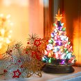thumbnail image 2 of Patiojoy 15" Prelit Ceramic Tabletop Christmas Tree Silver Hand-Painted Battery Powered w/ 66 Colorful Lights, 2 of 10