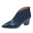 thumbnail image 3 of Kcodviy Autumn Women Boots Chunky Winter Boots for Women Tan Heel Mid Heel Print Leopard Booties Women Boots 8 Solid Color Pointed Toe Chunky Boots for Women Comfortable Slip on, 3 of 6