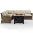 thumbnail image 3 of Afuera Living 5-Piece Wicker / Rattan Fire Pit Sectional Set in Sand/Brown, 3 of 9