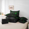 thumbnail image 4 of YST 7 Piece Boys Black Green Comforter Set, Geometric Check Grid Bedding, Queen Size, Reversible, Neon Gradient Plaid, 4 of 5