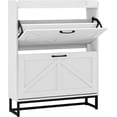 thumbnail image 1 of Toytexx 2-Tier White Farmhouse Cabinet with Flip Drawers, Adjustable Shelves & Metal Base, Narrow Entryway Rack, 1 of 6