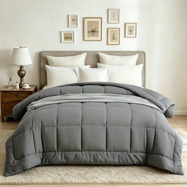 BedTreat Couette d'Hôtel de Luxe en Alternative au Duvet avec Pattes d'Angle - Insert de Couette Matelassé Toutes Saisons Format Grand Gris, Doux, Rafraîchissant