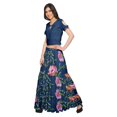 thumbnail image 2 of Moomaya Printed Rayon Cold Shoulder Crop Top And Skirt Ethnic Set For Women, 2 of 6