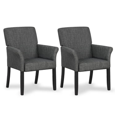 Gymax Set of 2 Arm Chair Guest Chair Home Office w/ Wooden Legs Gray