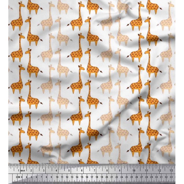 Soimoi Poly Georgette Fabric Giraffe Kids Print Fabric by Yard 52 Inch Wide