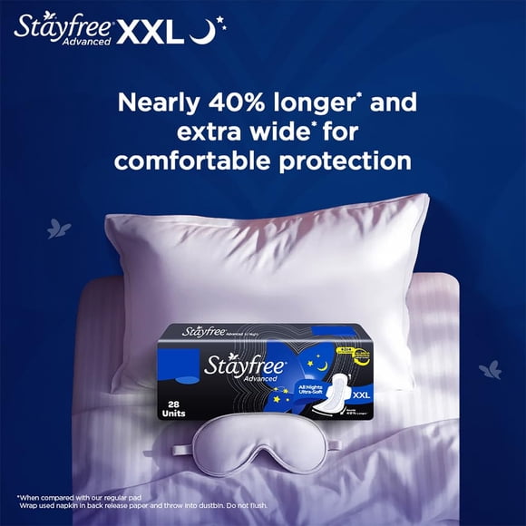 Stayfree Avancé TTG/paquets Combo 84 Serviettes/toutes les Nuits Ultra Confort Serviettes Hygiéniques Femmes/convertit le Flux Abondant en Gel/contrôle des Odeurs/ Absorbe 2X Plus Rapidement 2X Meilleure Couverture/jusqu'à 12 Heures de Protection