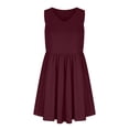 thumbnail image 3 of Pisexur Robes pour Femmes Mode Col en V Sans Manches Robe Mini Décontractée Tunique Évasée Robe d'Été Basique Couleur Unie Robes d'Été Mode Taille Haute Robe de Plage avec Poches, 3 of 5