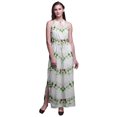 thumbnail image 1 of Bimba Robe Maxi Teinture sur Nœuds pour Femmes à Col Rond, Taille à Cordon, Imprimé, avec Fentes Latérales, Tenue d'Été - Moyen, 1 of 6
