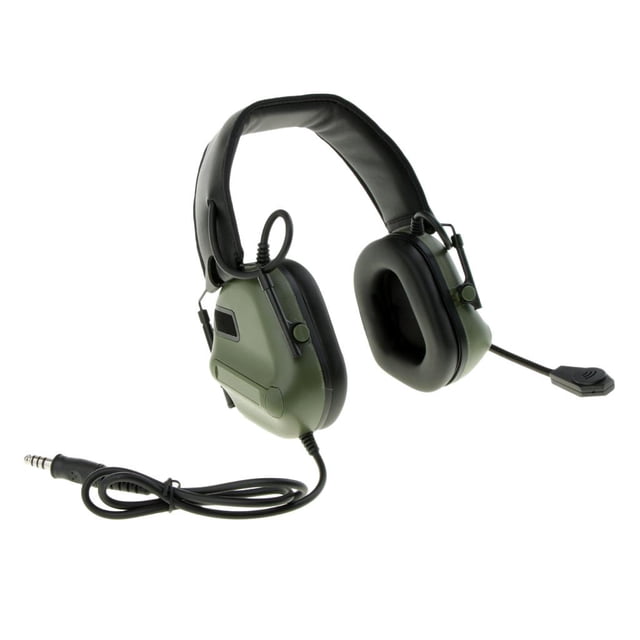 Casque de Chasse Pliable, Casque de Communication Électronique Rembourré Doux, Vert