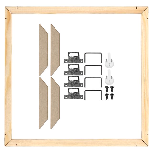 Unique Bargains Canvas Stretcher Bars Kit, 12x12 Inch Rectangle Solid Wood Frame for Paint, Prints, Oil Paintings, Wood Color