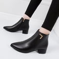 thumbnail image 2 of XZNGL Ladies Fashion Casual Solid Color Pointed Toe Thick Heel Ankle Boots, 2 of 9