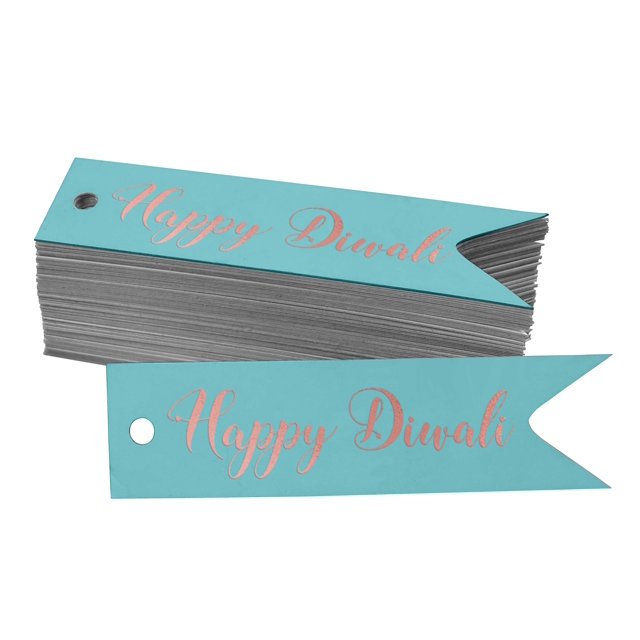 Inkdotpot Pack Of 50 Real Rose Gold Foil Paper Tags Happy Diwali Favor Hang Tags
