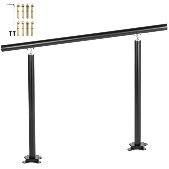 VEVOR Main Courante Escaliers Extérieurs, 3 Pi, Main Courante Extérieure de 34 Pouces, Main Courante d'Escalier Extérieure Réglable de 0 à 60 Degrés pour Escaliers Extérieurs, Main Courante d'Escalier en Aluminium Noir pour Jardin, Zone de Bureau