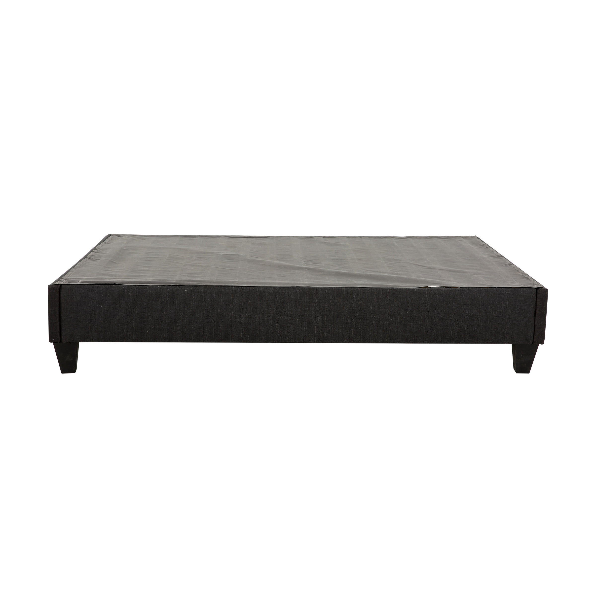 PRIMO Carter Upholstered Platform Bed Frame – Twin Size, Dark Grey Linen Look Fabric, No Box Spring Required, Durable Wood Slats – Bedroom Foundation