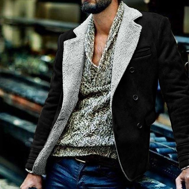 Qertyioot Tops for Men Fall Winter Casual Long Sleeve Button Fashion Jacket