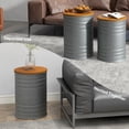 thumbnail image 3 of CoSoTower Round Side Table Set of 2, Nesting Coffee Tables w/ Wooden Lid, Galvanized Sheet Frame and Hidden Storage Space, Grey, 3 of 7