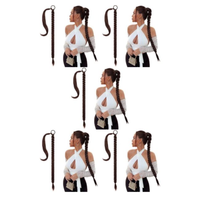 ziyahi DIY pour Différentes Tresses Extension de Cheveux pour Volume Instantané Extension Queue de Cheval Tressée Changement de Style Brun Foncé 5ensemble