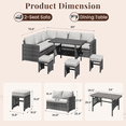 thumbnail image 3 of AECOJOY 7 Pieces Patio Furniture Set PE Rattan Outdoor Dining Set Sectional Sofa Couch with Table Patio Conversation Set in Light Grey, 3 of 6