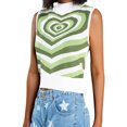 thumbnail image 4 of Women's Print Knitted Sleeveless Crop Tank Tops Y2K Color Block Vest, 4 of 8