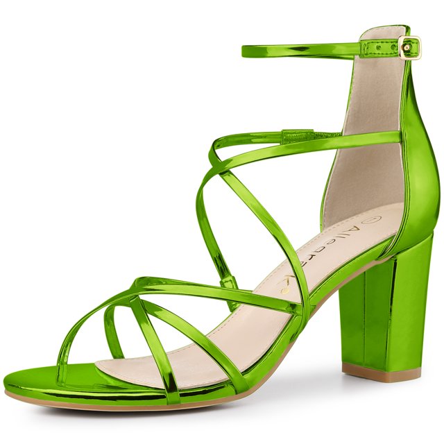 BLISSFUL STEP Sandales à Talons Blocs à Brides Croisées pour Femmes
