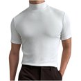 thumbnail image 2 of AherBiu Plus Size Men's T-Shirts Slim Fitted Stretch High Collar Tees Active Workout Gym T-Shirts, 2 of 9