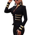 thumbnail image 3 of Womens Button Slim Zipper Bomber Jacket Coat Casual Overcoat Outerwear, 3 of 6