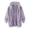 thumbnail image 3 of cllios Womens Winter Fuzzy Fleece Jacket Hooded Color Block Patchwork Cardigan Coats Oversized Fluffy Sherpa Outerwear with Pockets, 3 of 4