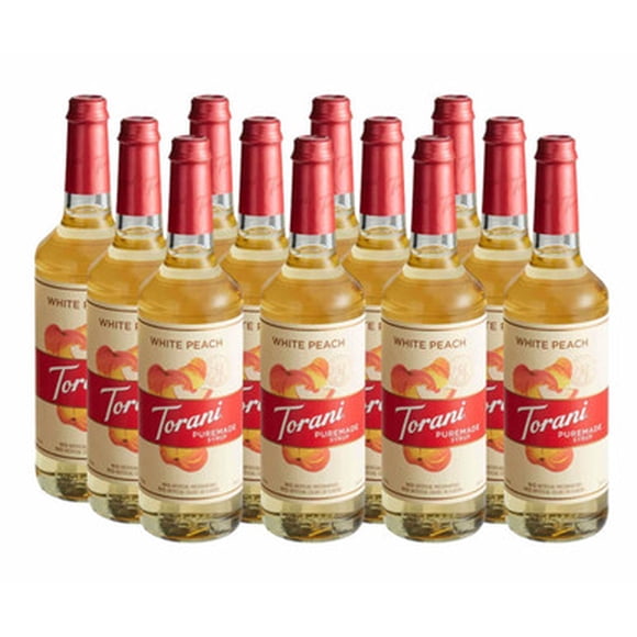 Torani Puremade Sweet White Peach Syrup – Delicate Floral Stone Fruit & Clean-Label Purity, 750 mL (25.36 oz) Glass Bottle – Professional 12/Case