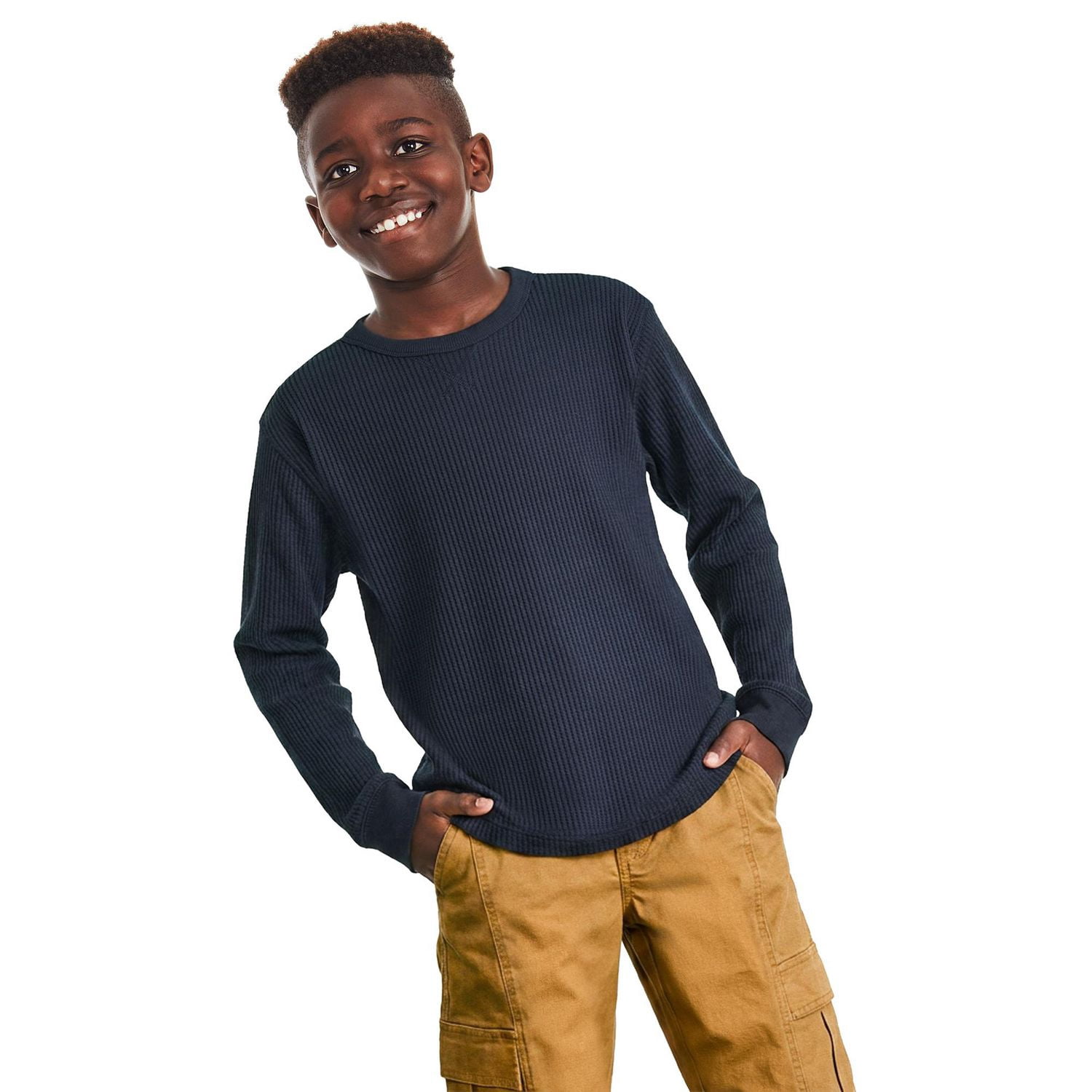 T-shirt à manches longues en tricot gaufré George pour garçons