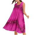 thumbnail image 2 of HKEJIAOI Liquidation d'Économies Robes Décontractées pour Femmes Cadeau de la Saint-Valentin Mode d'Été pour Femmes Décontractée Robe Midi à Col Rond Sans Manches à Fleurs Robe de Plage Ample Robe d'Été Violette, 2 of 9