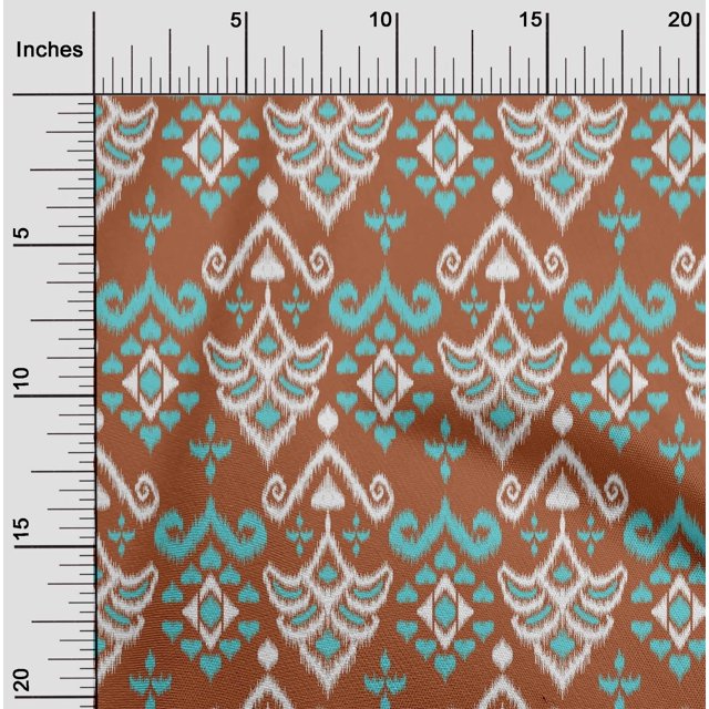 oneOone Tissu Popeline de Coton Damas Ikat Imprimé 1 Yard 42 Pouces de Large