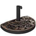 thumbnail image 1 of Base de Parasol de Patio Demi-Ronde en Résine de 20 Lb Support Décoratif de Parasol Extérieur de 20 Pouces pour Poteau Φ1,5 Pouces, Φ1,9 Pouces, Bronze, 1 of 7