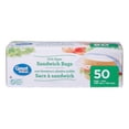 thumbnail image 1 of Great Value Sacs à Sandwich, Fermeture à Glissière, 50 Sacs, 1 of 1