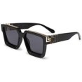 thumbnail image 3 of FEISEDY Lunettes de Soleil Rétro à Tige Plate Monture Carrée Épaisse Boucle Métallique Hip-Hop Rappeur Hommes Femmes B7033, 3 of 6