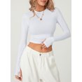 thumbnail image 3 of Faithtur T-shirt pour Femmes, Manches Longues Col Rond Ajusté Crop Top avec Trous pour les Pouces pour Usage Quotidien, 3 of 9