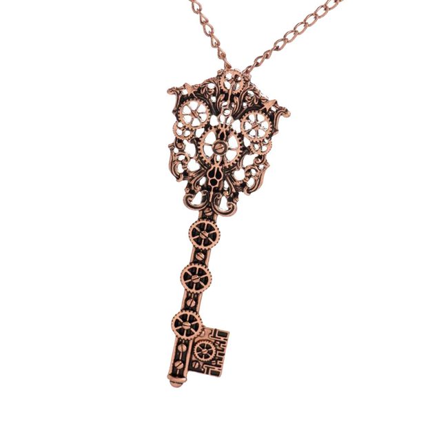 Pendentif 3D Steampunk en Alliage, Colliers Fantaisie, Bronze Rouge