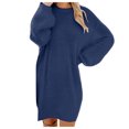 thumbnail image 1 of Kcodviy Robe Chandail d'Hiver en Tricot pour Femmes à Manches Longues à Col Roulé Chaude à Manches Longues Robes Chandail pour Femmes à Manches Longues Robe Chandail Mini avec Poche, 1 of 6