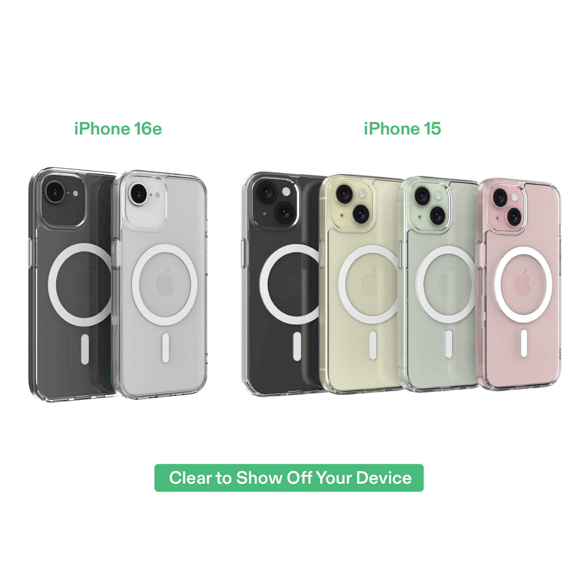 Coque de téléphone compatible avec MagSafe (Clair) et protecteur d'écran en verre avec plateau d'application facile pour iPhone 17e / iPhone 16e / iPhone 15 / iPhone 14 / iPhone 13