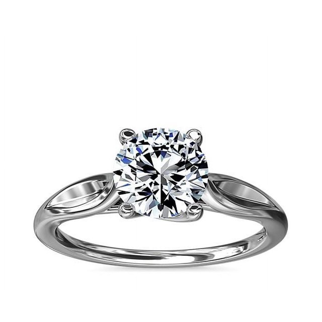 1,00 Ct T.p. Rond Véritable Diamond Superbe Bague de Fiançailles Solitaire pour Femme en Or Blanc Massif 14K Taille 3,5