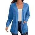 thumbnail image 3 of yoeyez Cardigan Sweaters for Women Lightweight Open Front Cardigans Plus Size Trendy Cardigan Fall Sweaters Coat with Pockets Blue,S, 3 of 7