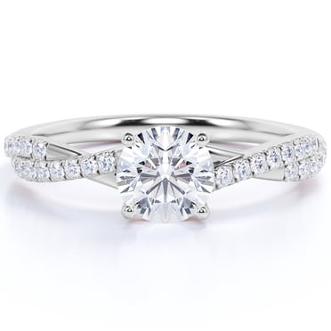 JeenMata Bague de Fiançailles en Moissanite Taille Ronde Infini de 1 Carat en Placage Or Blanc 18K pour Femmes