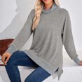 thumbnail image 5 of Timegard Tops for Women High Neck Long Sleeve Side Split Color Block Tshirts Fall Casual Loose Tops, 5 of 5