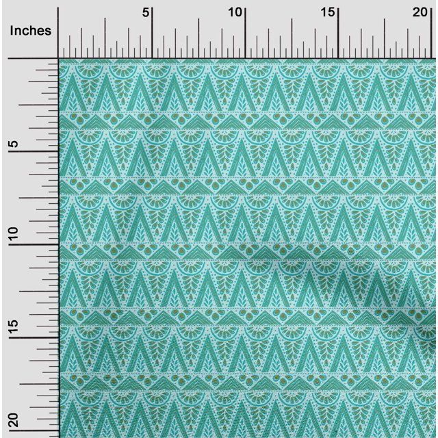 oneOone Cotton Poplin Fabric Geometric & Floral Block Print Sewing Fabric BTY 42 Inch Wide