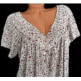 thumbnail image 5 of TIMIFIS T-Shirt à Manches Courtes à Col en V Imprimé Floral pour Femme, Tunique Décontractée Fluide Plissée, Hauts Blouse, 5 of 5