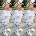 thumbnail image 1 of Toddler Kids Baby Girl Ruffle Floral Tops Pants Leggings 3Pcs Outfits Clothes, 1 of 5
