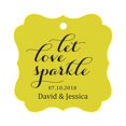thumbnail image 1 of Darling Souvenir Custom Let Love Sparkle Wedding Hang Tags Personalized Fancy Frame Paper Tags -Yellow-50 Tags, 1 of 1